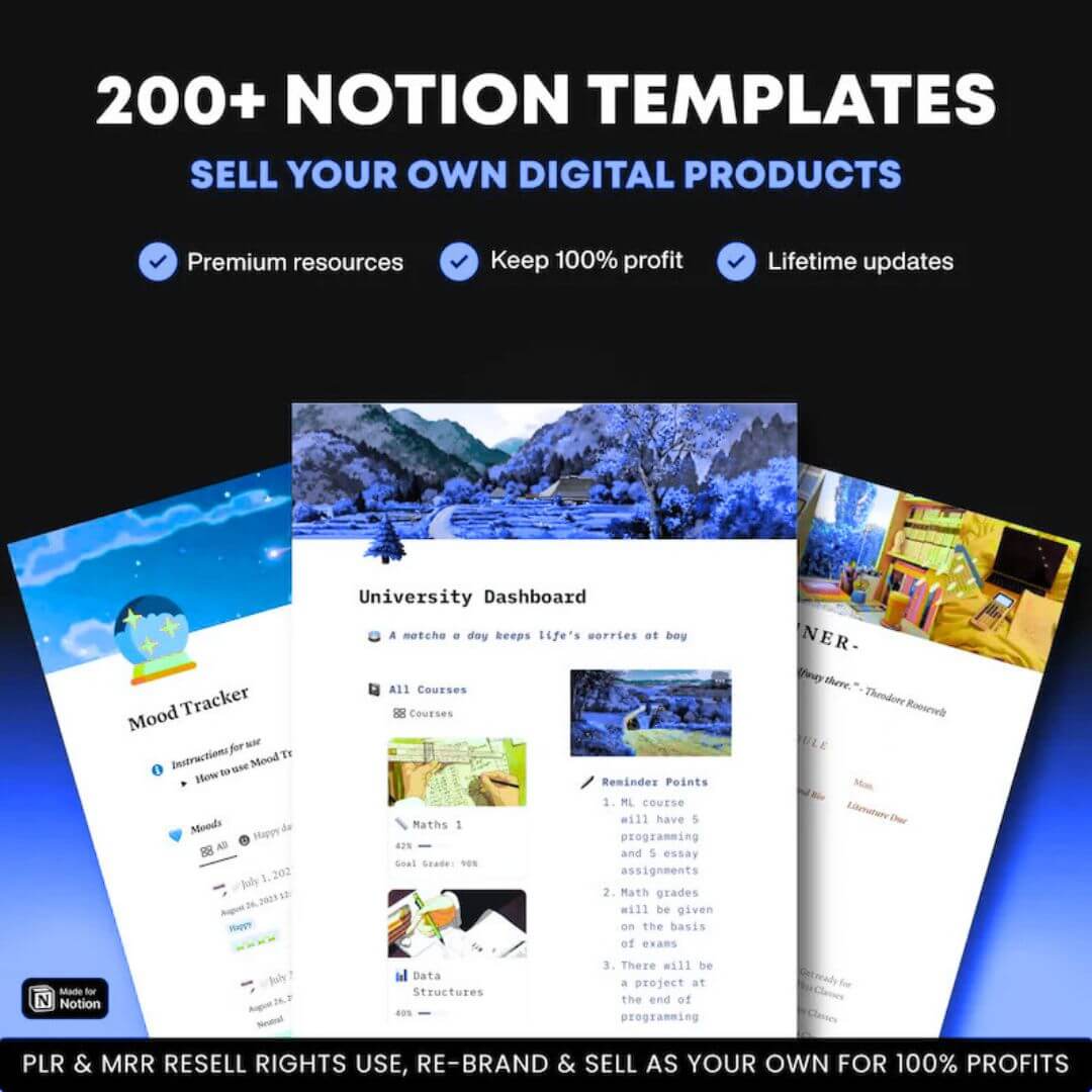 200+ Notion Templates: Notion Journals, Notion Calendars, Notion Planners, Bonuses, & Much More! - Image 3