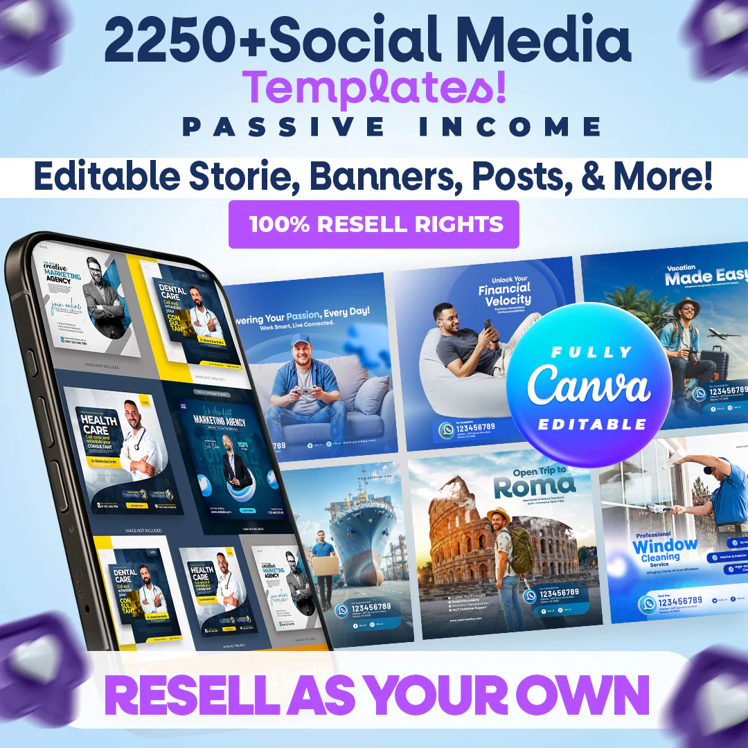 2250+ Editable Social Media Templates | Boost Engagement & Grow Your Brand for the Next 5+ Years - Image 3