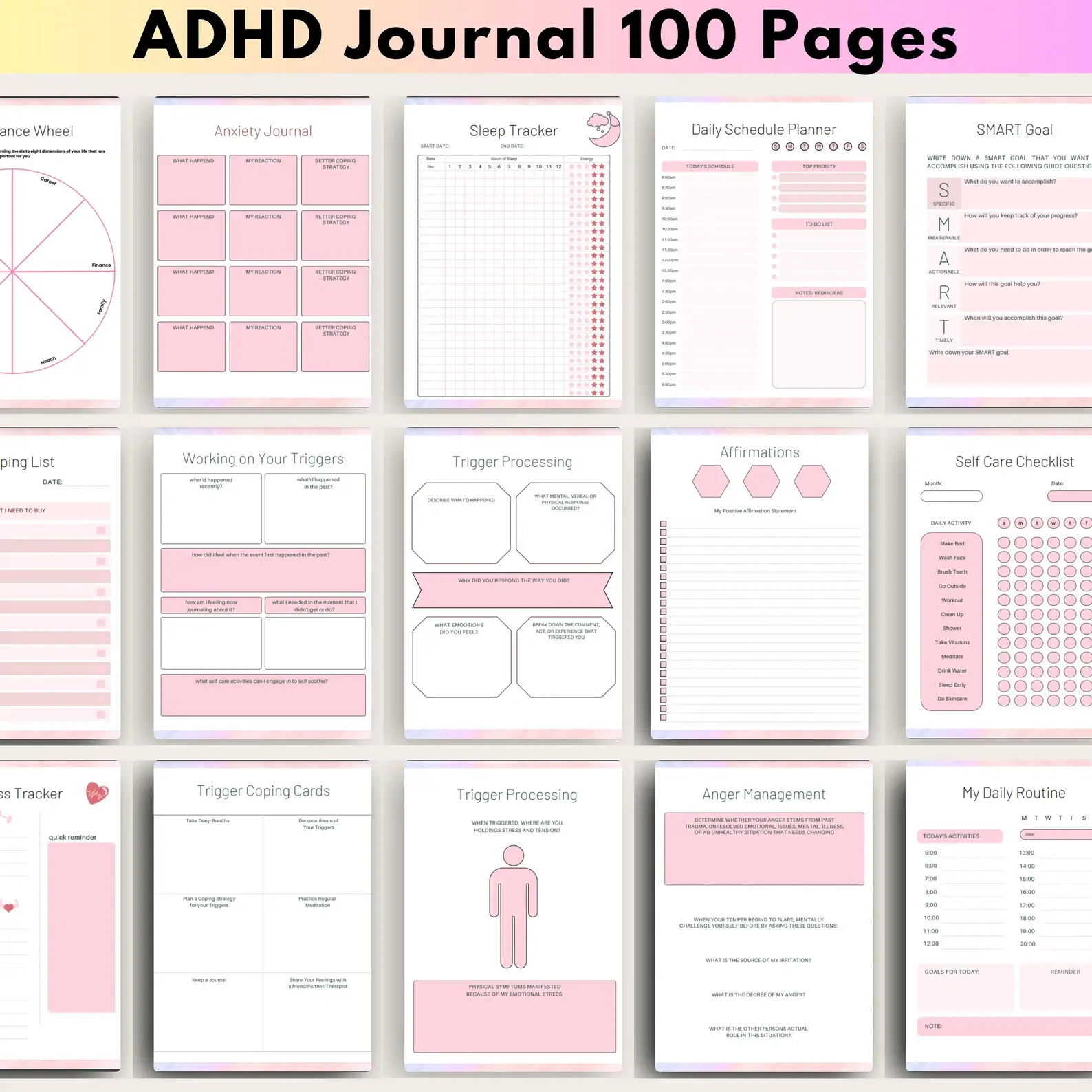All in One ADHD Digital Planner for Goodnotes, iPad & Phone + Bonus ADHD Notion Template - Image 4
